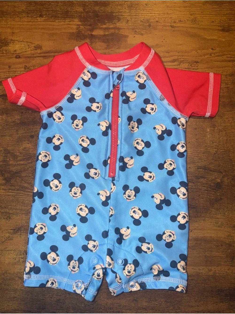 Disney Kids One-Piece Swimwear in Blue and Red with Mickey Print